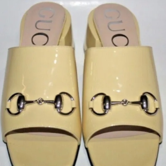 GUCCI Lexi Butter 34/4 Horsebit Patent Leather Sandals/Mules 890.00 Authentic - Picture 6 of 7